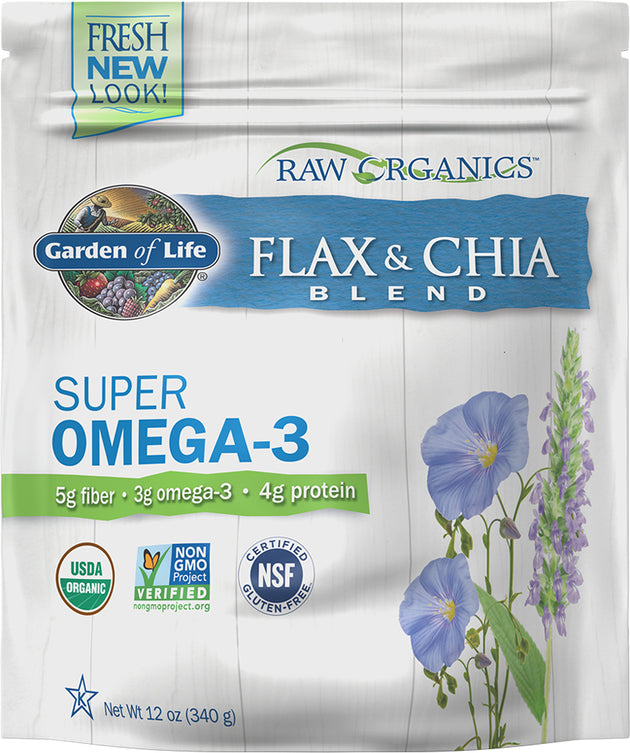 RAW Organics Organic Golden Flaxseed & Chia Seed, 12 oz Packet , Brand_Garden of Life Form_Powder Size_12 Oz