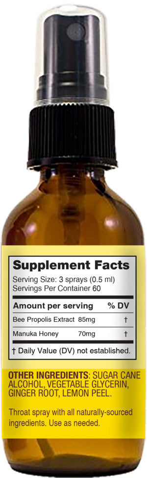 Propolis Manuka Honey Throat Spray, Lemon Ginger Flavor, 1 Fl Oz (30 mL) Spray , 20% Off - Everyday [On]
