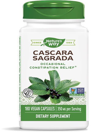 Cascara Sagrada Bark, 180 Veg Capsules , Brand_Nature's Way Form_Veg Capsules Size_180 Caps