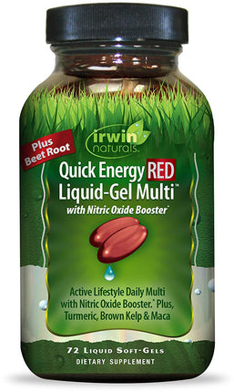 Quick Energy RED Liquid-Gel Multi with Nitric Oxide Booster, 72 Liquid Softgels , Brand_Irwin Naturals Form_Softgels Size_72 Softgels