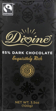 85% Dark Chocolate Bar, 3.5 Oz (100 g) Bar , Brand_Divine Foods Form_Bar Size_3.5 Oz