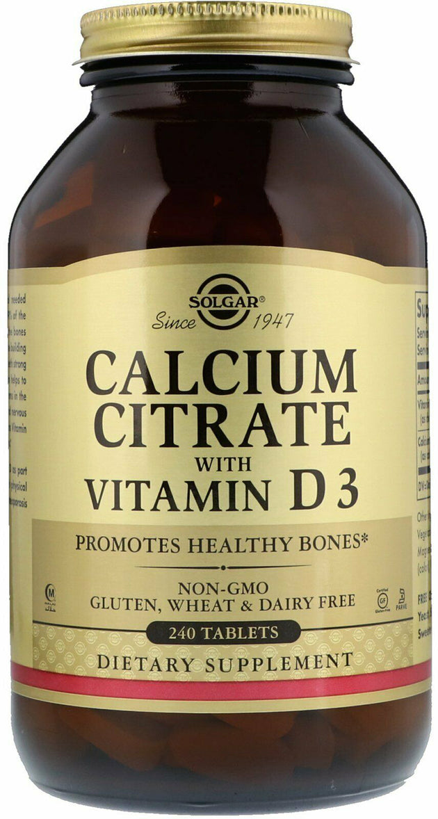 Calcium Citrate with Vitamin D3, 240 Tablets , Brand_Solgar Form_Tablets Size_240 Tabs