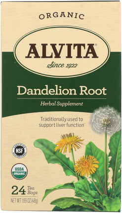 Organic Dandelion Root, 24 Tea Bags , Brand_Alvita Form_Tea Bags Size_24 Count