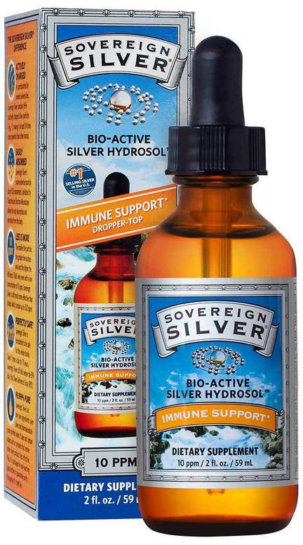 Bio-Active Silver Hydrosol™, 10 ppm, Dropper, 2 Fl Oz (59 mL) Liquid , Brand_Sovereign Silver Form_Liquid Size_2 Oz