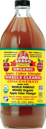 Organic Apple Cider Vinegar Miracle Cleanse Concentrate, 32 Fl Oz (946 mL) Liquid , Brand_Bragg Form_Liquid Size_32 Fl Oz