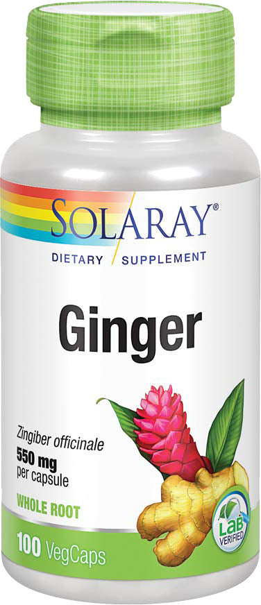 Ginger Root 550 mg, 100 Capsules , Brand_Solaray Form_Capsules Potency_550 mg Size_100 Caps