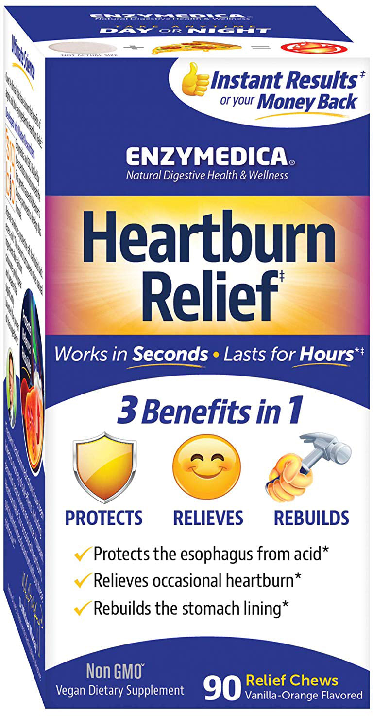 Heartburn Relief, 90 Chewables , Brand_Enzymedica Form_Chewables Size_90 Chews