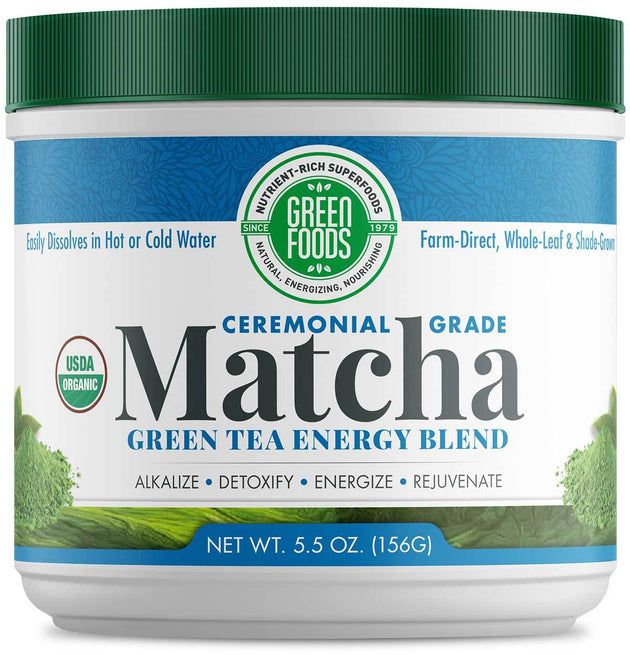 Ceremonial Grade Matcha Green Tea Energy Blend, 5.5 Oz (156 g) Powder , Brand_Green Foods Form_Powder Size_5.5 Oz