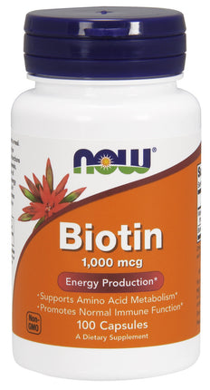 Biotin 1000 mcg, 100 Veg Capsules , Brand_NOW Foods Form_Veg Capsules Potency_1000 mcg Size_100 Caps