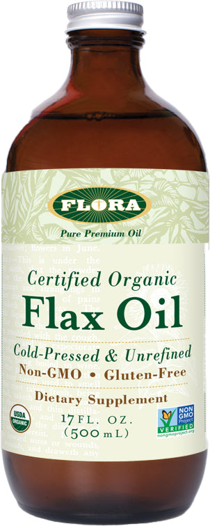 Certified Organic Cold-Pressed High Lignan Flax Oil, 17 Fl Oz (500 mL) Oil ,