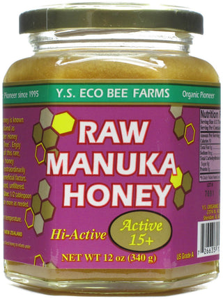 Raw Manuka Honey Active 15+, 12 Oz (340 g) Honey , Brand_Ys Oganic Bee Farm Form_Honey Size_12 Oz