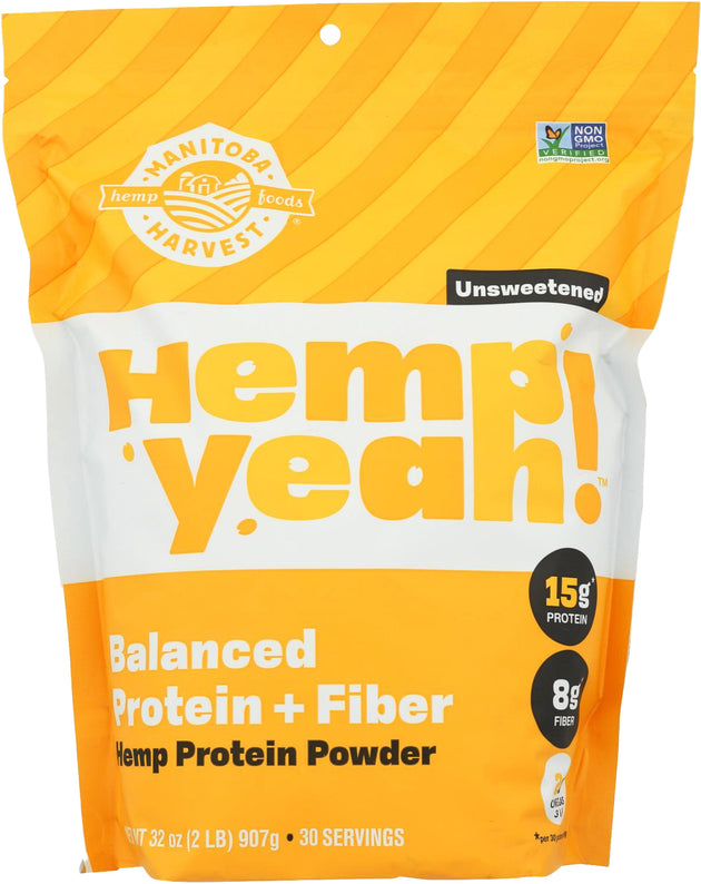 Organic Hemp Yeah! Balanced Protein + Fiber, 15 g of Protein, Unsweetened, 32 Oz (907 g) Granola , Brand_Manitoba Harvest Form_Granola Potency_15 g Size_32 Oz