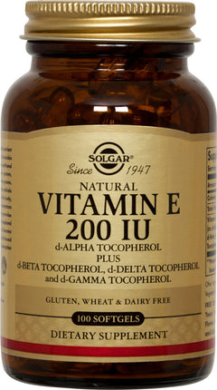 Vitamin E Mixed Tocopherols, 200 IU, 100 Softgels , Brand_Solgar Form_Softgels Size_100 Softgels