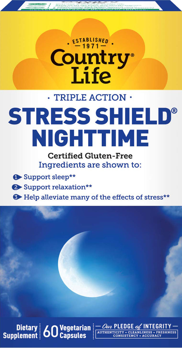 Stress Shield® Nighttime, 60 Vegetarian Capsules , Brand_Country Life Form_Vegetarian Capsules Size_60 Caps