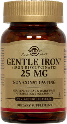 Gentle Iron, 25 mg, 90 Vegetable Capsules , Brand_Solgar Form_Vegetable Capsules Potency_25 mg Size_90 Caps