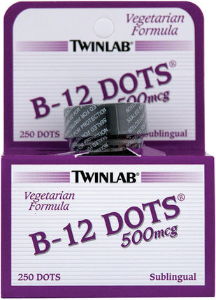 B-12 Dots, 500 mcg, 250 Sublingual Dots , Brand_TwinLab Form_Sublingual Dots Potency_500 mcg Size_250 Dots