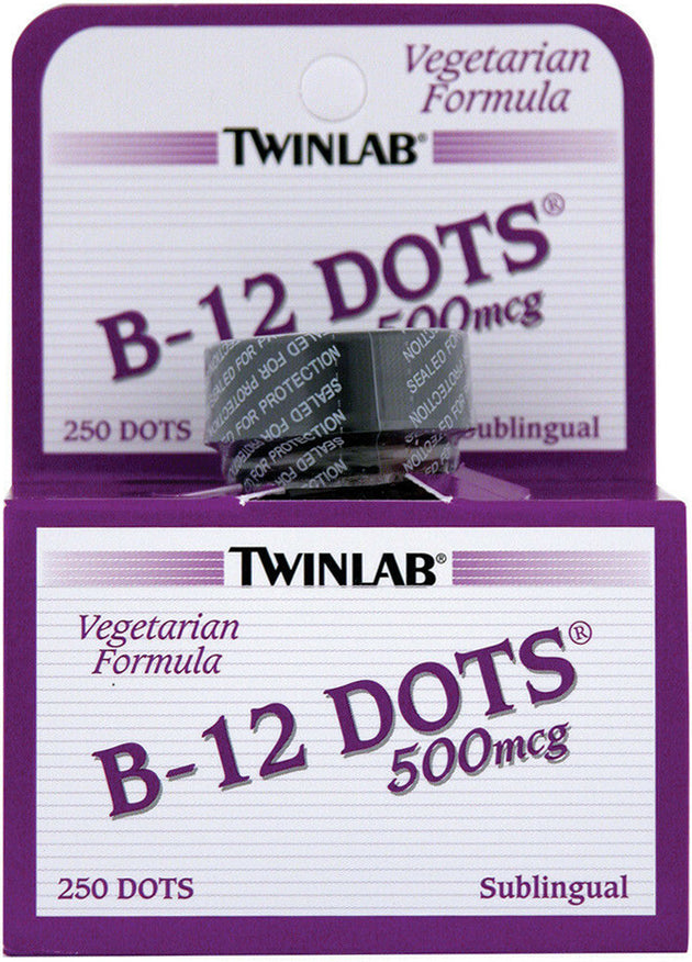 B-12 Dots, 500 mcg, 250 Sublingual Dots , Brand_TwinLab Form_Sublingual Dots Potency_500 mcg Size_250 Dots