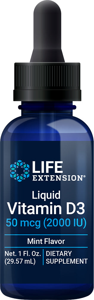 Liquid Vitamin D3, 2000 IU, Mint Flavor, 1 Fl Oz Liquid , Brand_Life Extension Flavor_Mint Form_Liquid Potency_2000 iu Size_1 Fl Oz