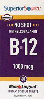 Methylcobalamin B12, 1000 mcg, 60 Instant Dissolve Tablets , Brand_Superior Source Form_Instant Dissolve Tablets Potency_1000 mcg Size_60 Tabs