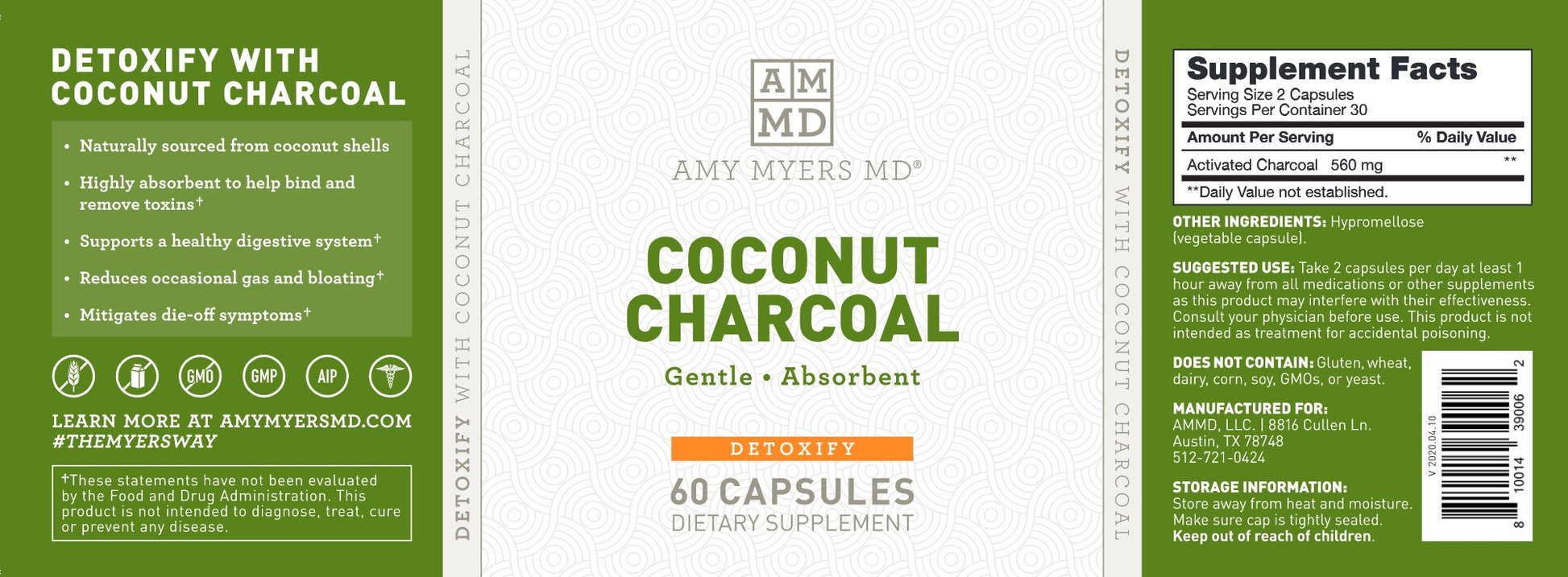 Coconut Charcoal, 60 Capsules , Brand_Amy Myers Form_Capsules