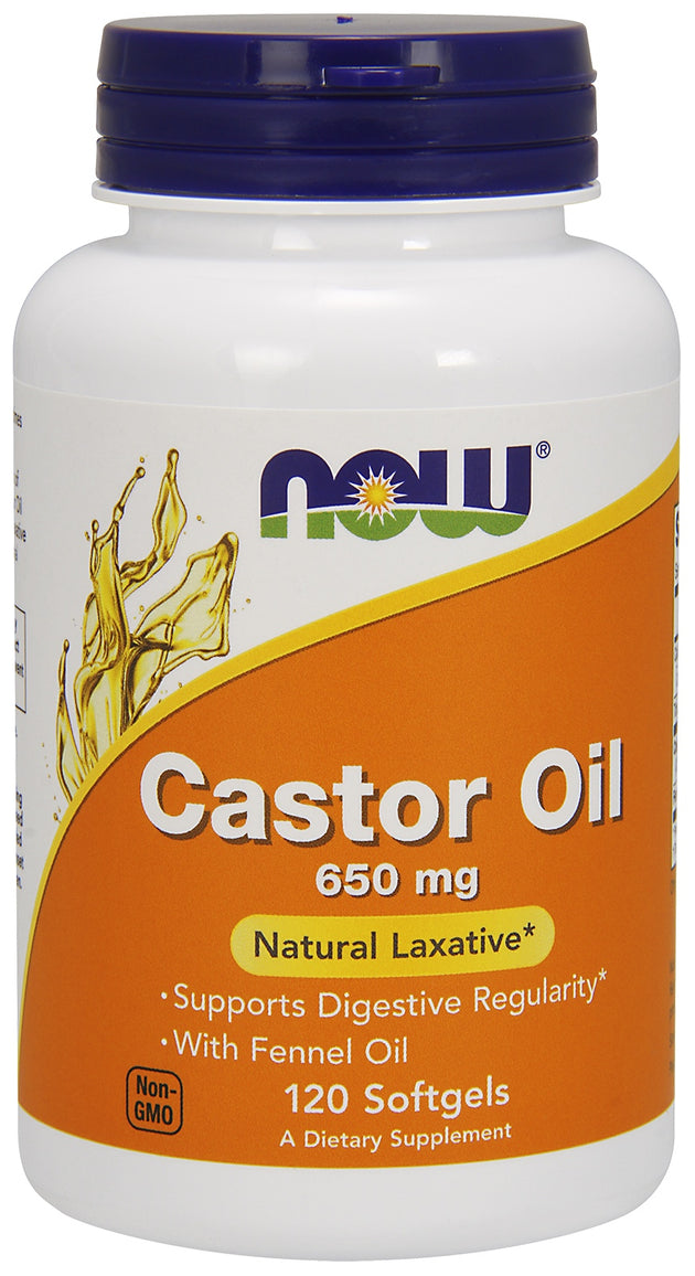 Castor Oil 650 mg, 120 Softgels , Brand_NOW Foods Form_Softgels Potency_650 mg Size_120 Softgels