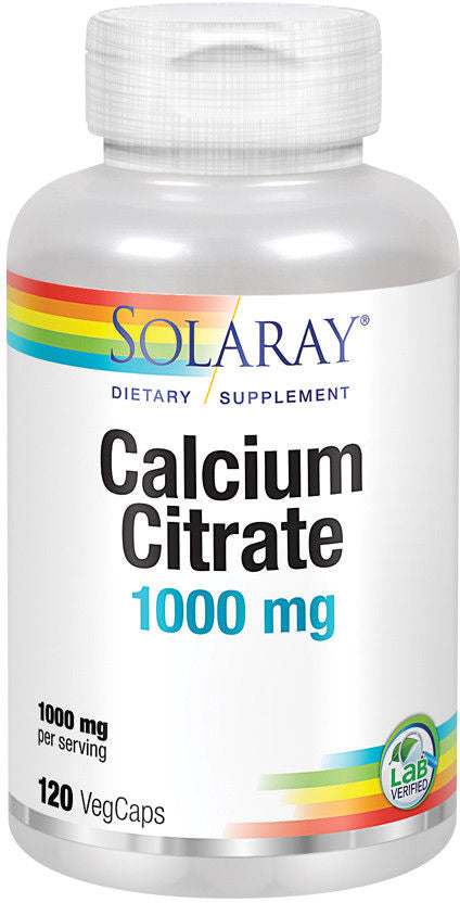 Calcium Citrate 1000 mg, 120 Vegetarian Capsules , Brand_Solaray Potency_1000 mg Size_120 Caps