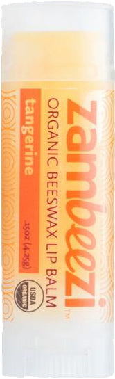 Organic Beeswax Lip Balm, Tangerine Flavor, 0.25 Oz (4.25 g) Stick , Brand_Zambeezi Flavor_Tangerine Form_Stick Size_0.25 Oz
