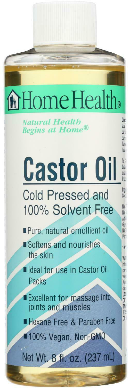 Castor Oil - Cold Pressed and 100% Solvent Free, 8 Fl Oz (237 mL) Oil , Brand_Home Health Form_Oil Size_8 Fl Oz
