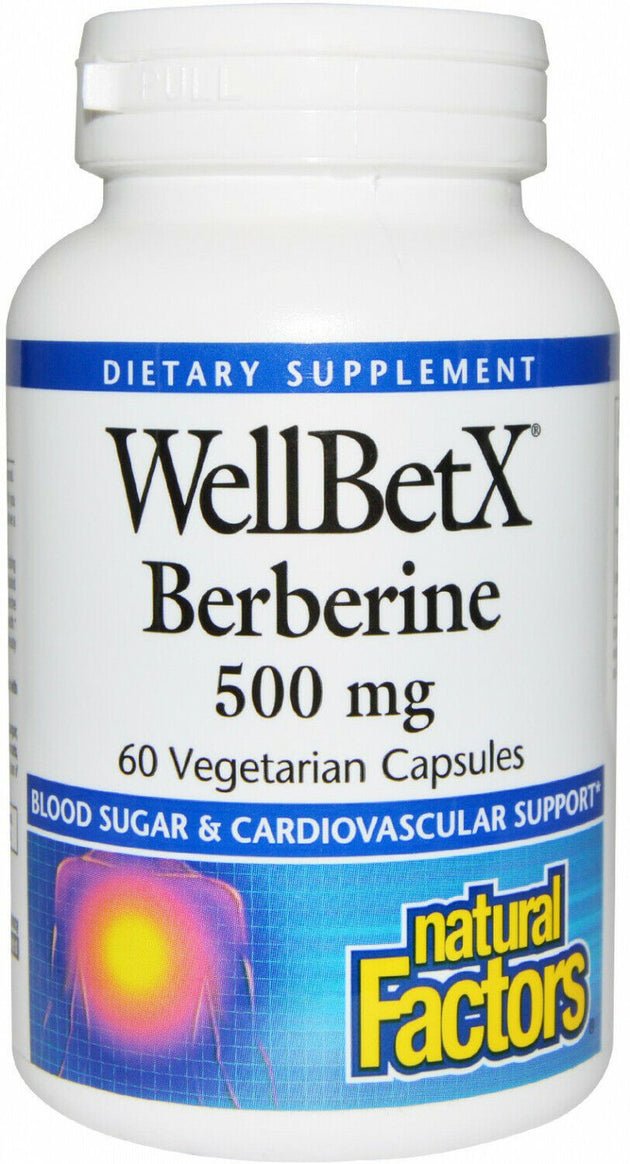 WellBetX Berberine, 500 mg, 60 Vegetarian Capsules , Brand_Natural Factors Form_Vegetarian Capsules Potency_500 mg Size_60 Caps