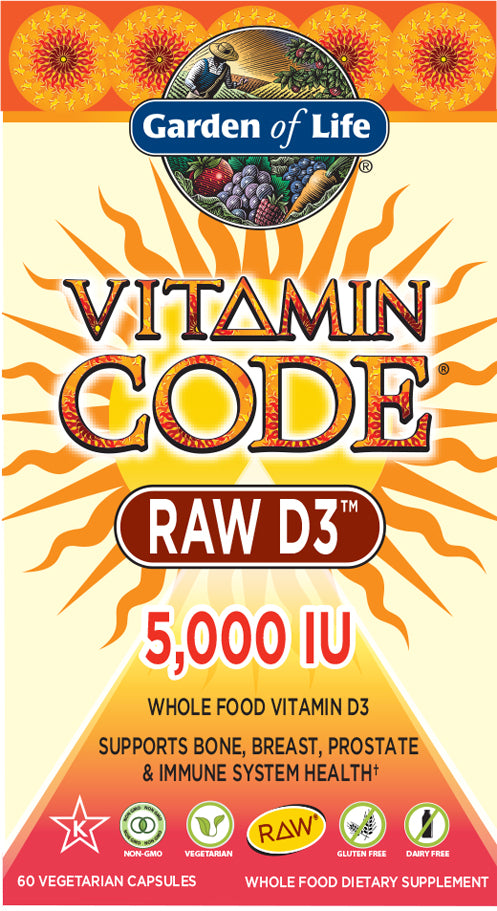 Vitamin Code® RAW D3, 5000 IU, 60 Vegetarian Capsules , Brand_Garden of Life Form_Vegetarian Capsules Size_60 Caps