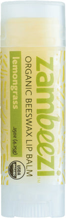 Organic Beeswax Lip Balm, Lemongrass Flavor, 0.25 Oz (4.25 g) Stick , Brand_Zambeezi Flavor_Lemongrass Form_Stick Size_0.25 Oz