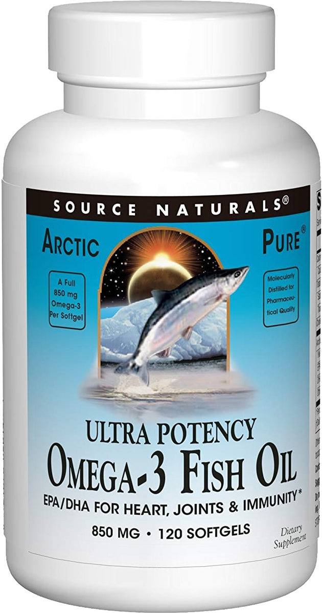 ArcticPure® Ultra Potency Omega-3 Fish Oil 850 mg, 120 Softgels , Brand_Source Naturals Form_Softgels Potency_850 mg Size_120 Softgels