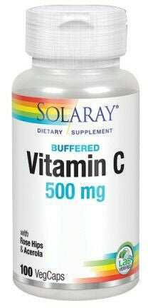 Vitamin C Buffered 500 mg, 100 Capsules , Brand_Solaray Form_Capsules Potency_500 mg Size_100 Caps