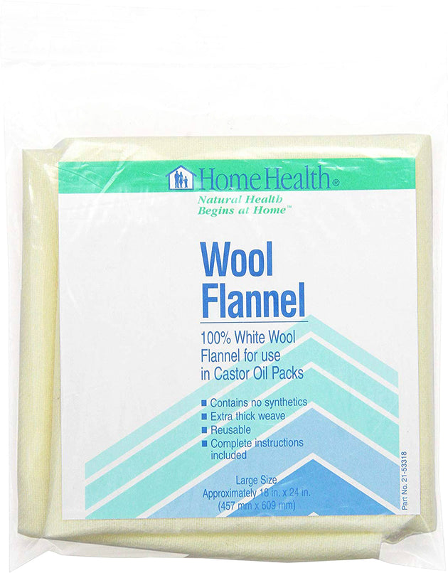 Wool Flannel - 100% White Wool Flannel for Use in Castor Oil Packs, Approx. 18" x 24" (457 mm x 609 mm) , Brand_Home Health Form_Sheet Size_1 Count