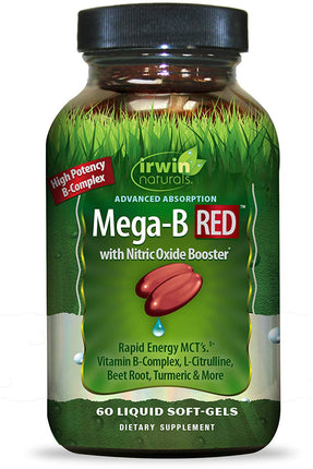 Mega-B RED with Nitric Oxide Booster, 60 Liquid Softgels , Brand_Irwin Naturals Form_Softgels Size_60 Softgels