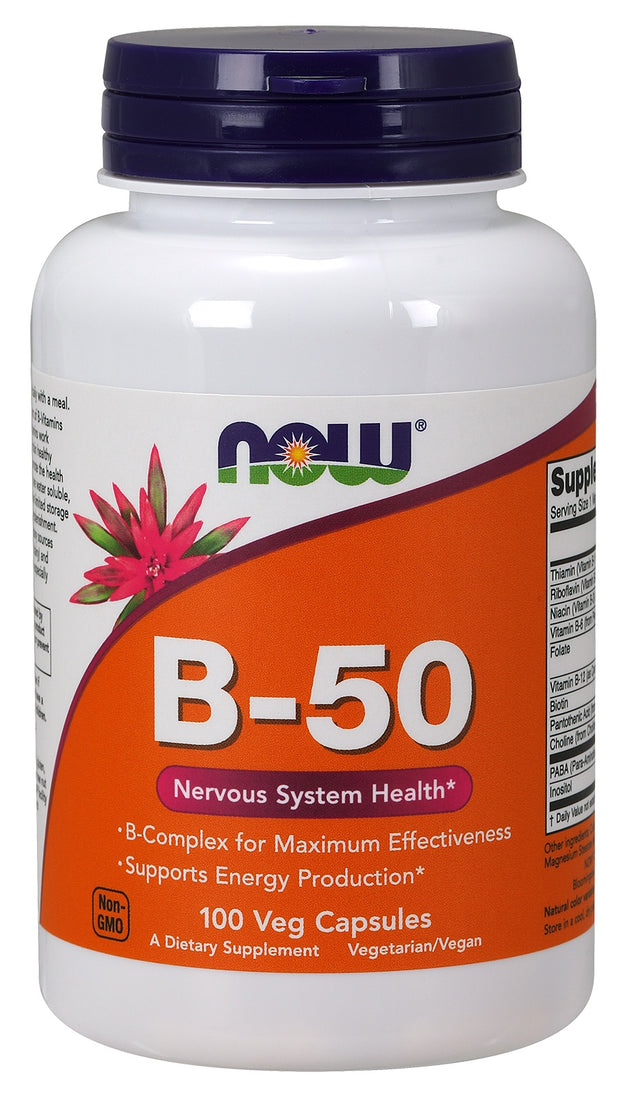 Vitamin B-50 mg, 100 Veg Capsules , Brand_NOW Foods Form_Veg Capsules Potency_50 mg Size_100 Caps