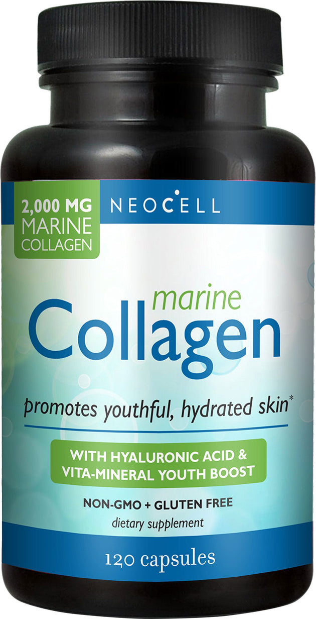 Marine Collagen wtih Hyaluronic Acid, 2000 mg of Marine Collagen, 120 Capsules ,
