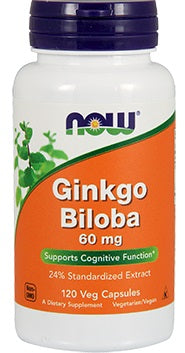 Ginkgo Biloba, 60 mg, 120 vegcaps , Brand_NOW Foods Form_Veg Capsules