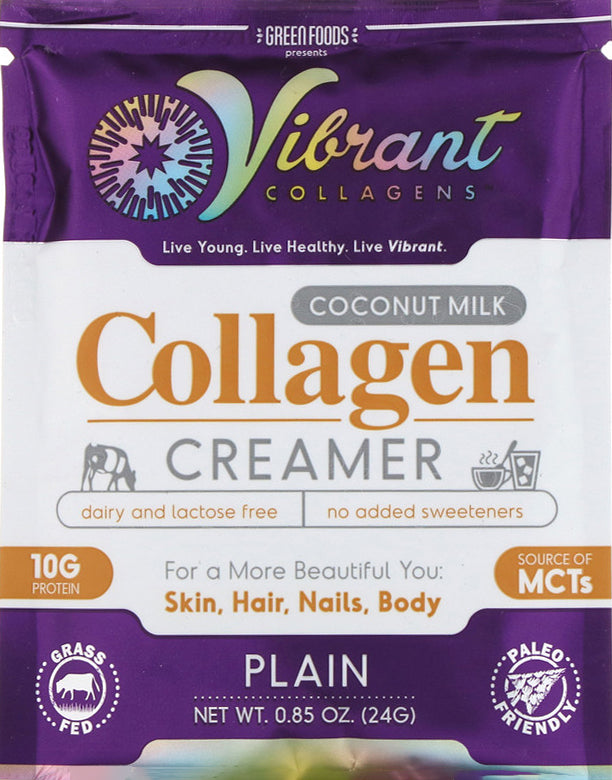 Vibrant Collagen Creamer, Coconut Milk Flavor, 0.85 Oz (24 g) Powder Packet , Brand_Green Foods Flavor_Coconut Milk Form_Powder Size_0.85 Oz