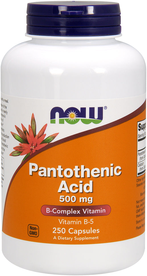 Pantothenic Acid 500 mg, 250 Capsules , Brand_NOW Foods Form_Capsules Potency_500 mg Size_250 Caps