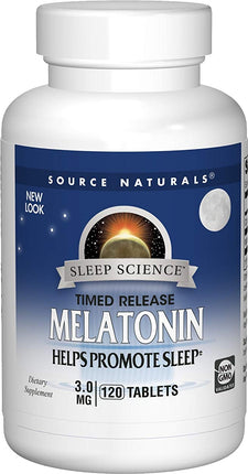 Melatonin 3 mg Time Released, 120 Tablets , Brand_Source Naturals Form_Tablets Potency_3 mg Size_120 Tabs