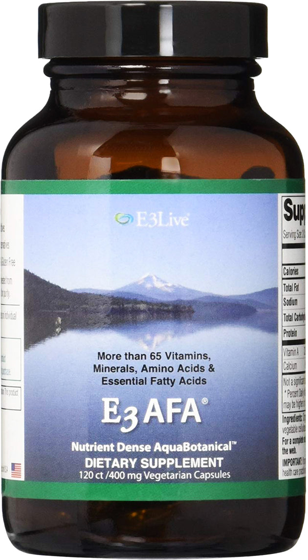 E3 AFA® Nutrient Dense AquaBotanical™, 400 mg, 120 Vegetarian Capsules , Brand_E3Live Form_Vegetarian Capsules Potency_400 mg Size_120 Caps