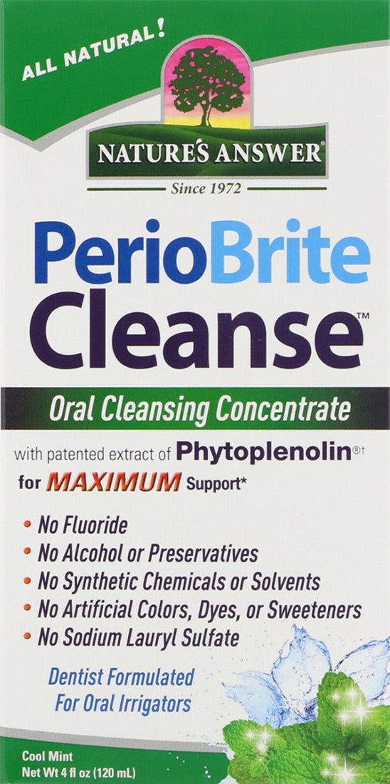 PerioBrite Cleanse™ with Phytoplenolin®, Cool Mint Flavor, 4 Fl Oz (120 mL) Liquid , Brand_Nature's Answer Flavor_Mint Form_Liquid Size_4 Fl Oz
