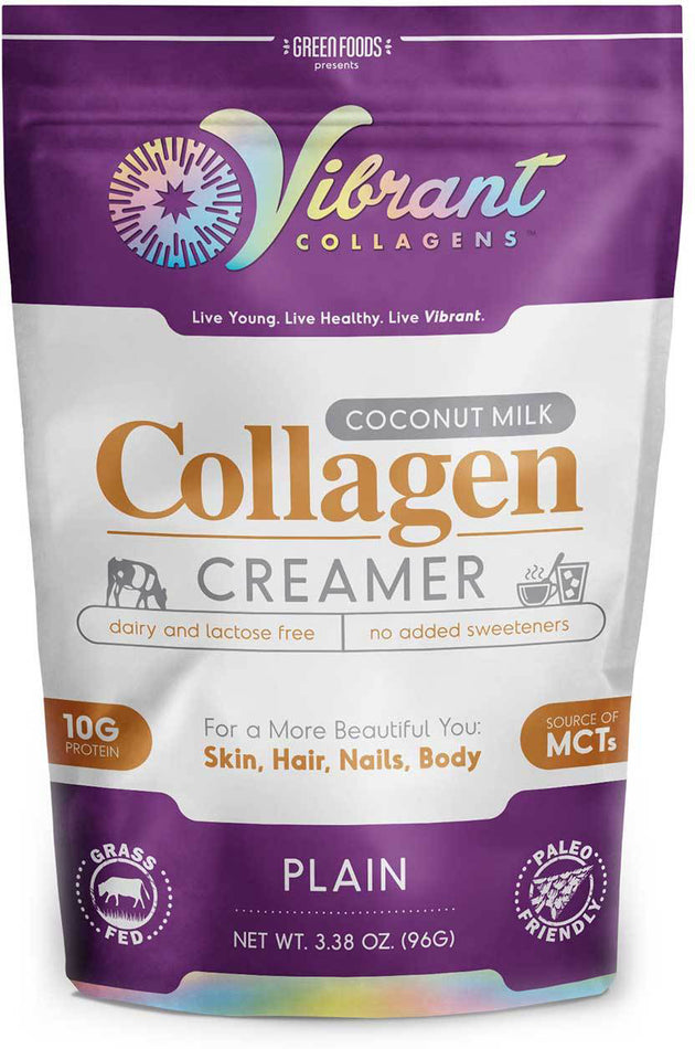 Vibrant Collagen Creamer, Coconut Milk Flavor, 3.38 Oz (96 g) Powder , Brand_Green Foods Flavor_Coconut Milk Form_Powder Size_3.38 Oz