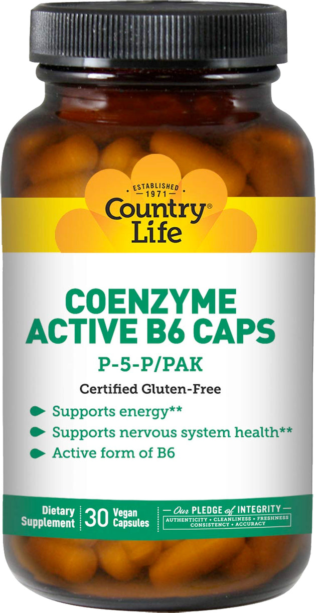 Coenzyme B Complex, 30 Vegetarian Capsules , Brand_Country Life Form_Vegetarian Capsules Size_30 Caps