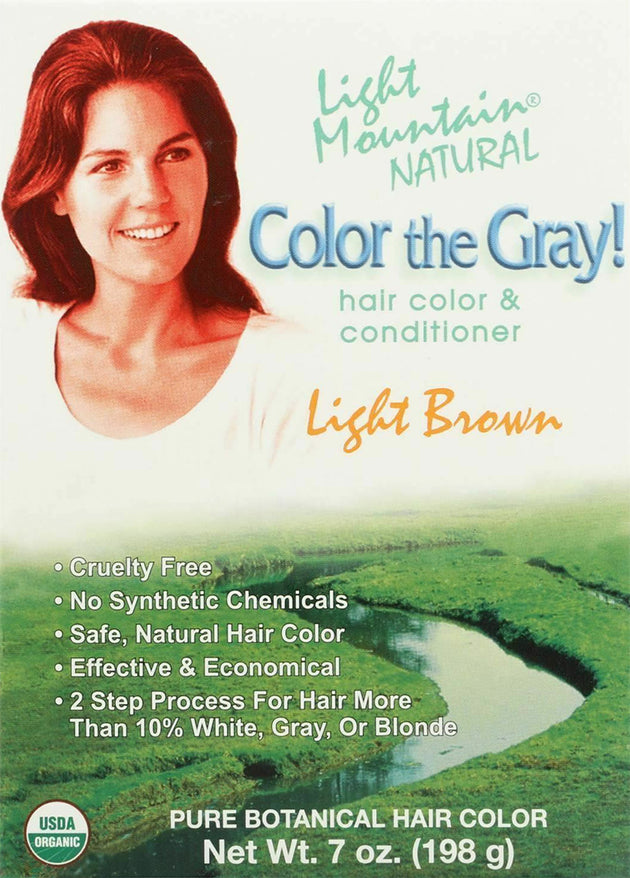 Natural Hair Color & Conditioner Color the Gray!, Light Brown, 7 Oz (198 g) , Brand_Light Mountain Form_Dye Size_7 Oz