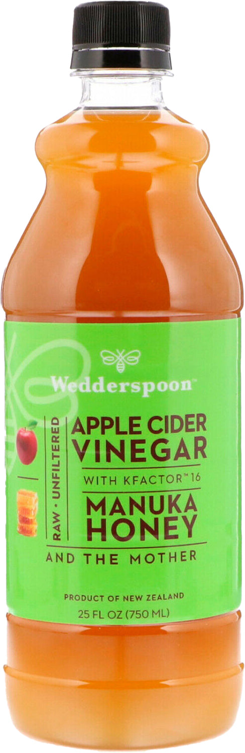 Apple Cider Vinegar with KFactor™ 16 and Manuka Honey, 25 Fl Oz (750 mL) Liquid , Brand_Wedderspoon Form_Liquid Size_25 Fl Oz