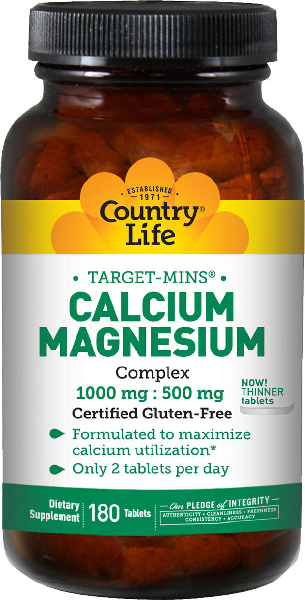 Calcium Magnesium Complex, 180 Tablets , Brand_Country Life Form_Tablets Size_180 Tabs