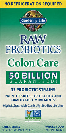 Raw Probiotics Colon Care, 50 Billion CFU, 30 Vegetarian Capsules