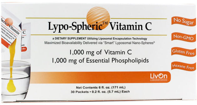 Lypo-Spheric Vitamin C, 30 x 0.2 Fl Oz (5.7 mL) Gel Packets Lypo-Spheric Glutathione, 30 x 0.2 Fl Oz (5.4 mL) Gel Packets , Brand_LivOn Form_Gel Size_30 Count